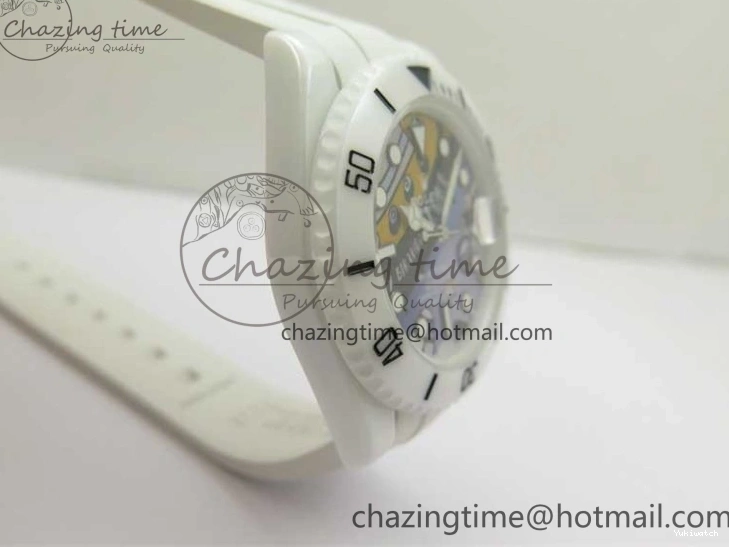 Ceramic Edition 40mm White Dial Submariner Painting White on Best Strap SA3135 Rubber 5GF 0104